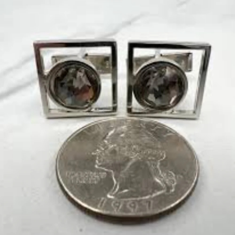 judy Lee crystal square cufflinks mcm